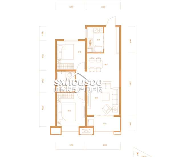 两室两厅一卫 86.99㎡