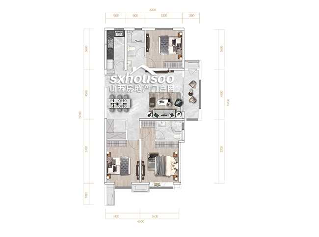 北区D3：3室2厅2卫 125㎡