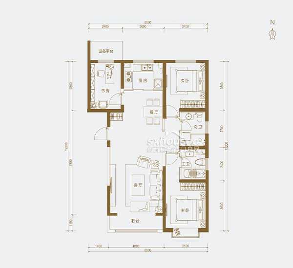 115.91 三室两厅两卫